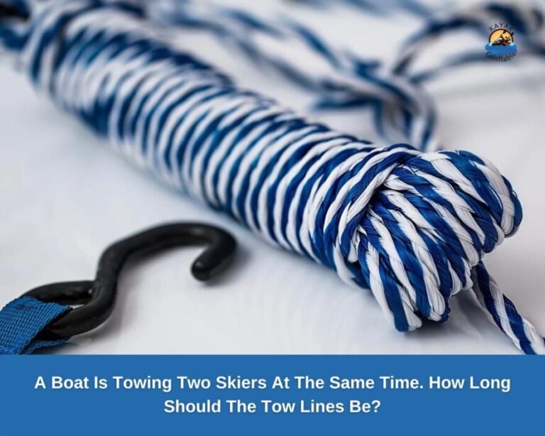 Un barco remolca a dos esquiadores al mismo tiempo, ¿qué longitud deben tener las líneas de remolque?